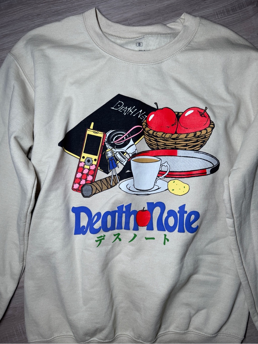 Death Note Cream Graphic Sweatshirt with Red Accents